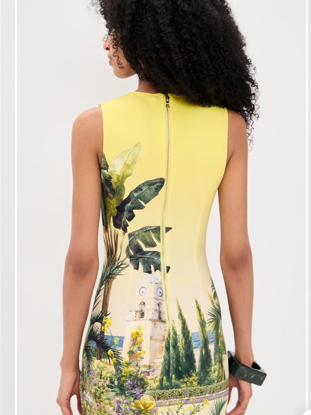 Alice + Olivia Yellow Scenic Print Mini Dress - Picture 2 of 6